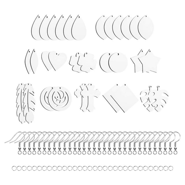 GUOOL 32 Pcs Oreilles Vierges Sublimées MDF Board Oreilles Blanches Transfert de Chaleur Crochet d'Oreille + Saut