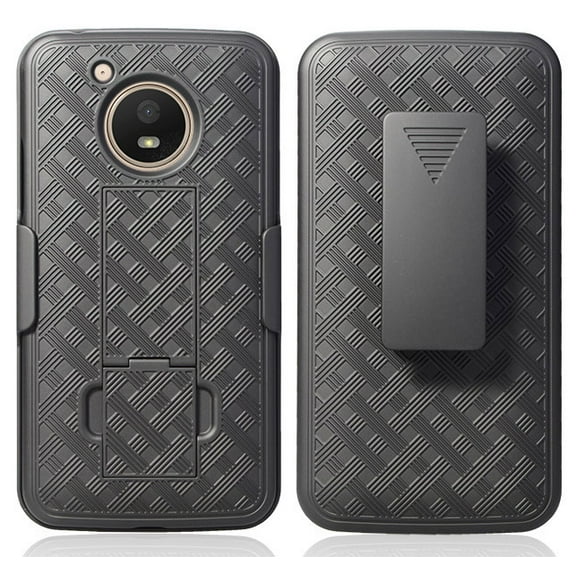 Case and Clip for Moto E4, Nakedcellphone's Black Kickstand Cover   Belt Hip Holster for Motorola Moto E 4th Generation (XT1766/XT1767/XT1768)