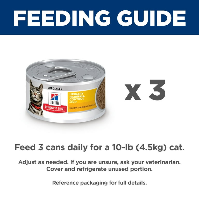 Hill's Science Diet Urinary & Hairball Control Wet Cat Food, Savory  Chicken, 2.9oz, 12pk - Walmart.com