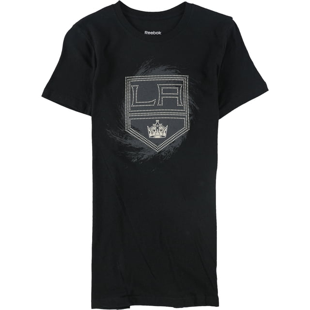 Reebok Womens Round-Stud Logo Graphic T-Shirt, Black, X-Large
