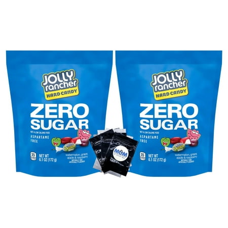 JOLLY RANCHER  Zero Sugar Assorted Fruit Flavored Sugar Free Hard Candy  Individually Wrapped  6.1 oz  (2 pack) - plus 3 My Outlet Mall Resealable Portable Storage Pouches
