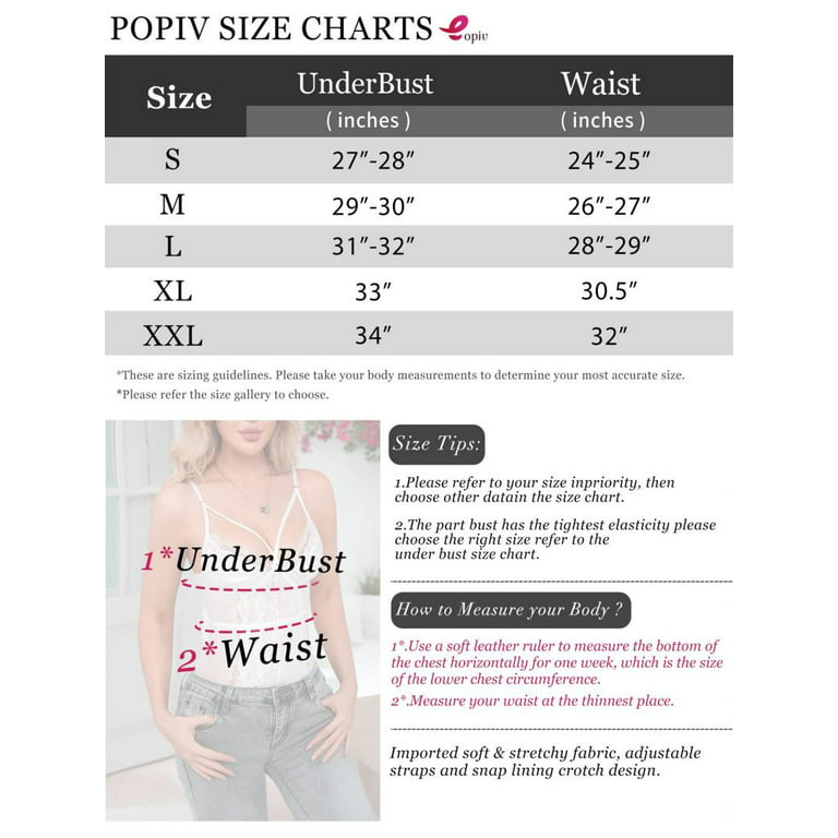 popiv Sexy Lingerie Bodysuit Lace Corset Tops for Women Eyelash One Piece  Teddy BodySuit，Black，S-XL 