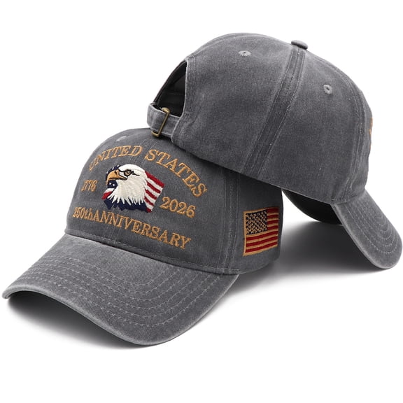 250 Anniversary USA Hat 1776-2026 Eagle Embroidery Liberty Patriotic Baseball Cap,Adjustable 250th Anniversary Gray Hat