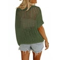 thumbnail image 2 of Shine Up Crochet Beach Coverups Women Swimsuits Summer Short Sleeve Blouses Knit Hollow Out Tops, 2 of 4