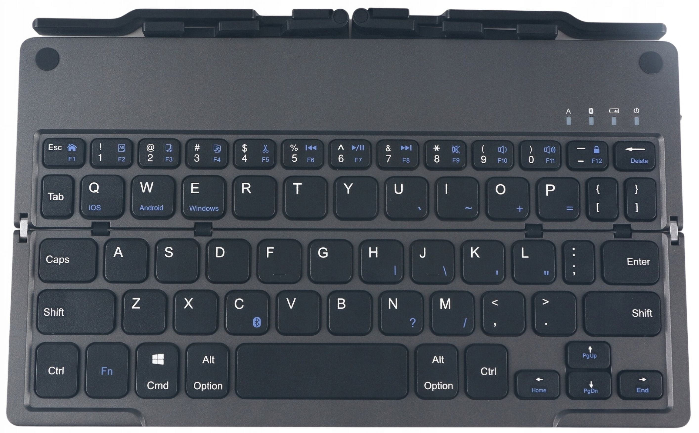 B048 harmonica style built-in stand mini portable folding keyboard type-c charging light sound universal bluetooth keyboard