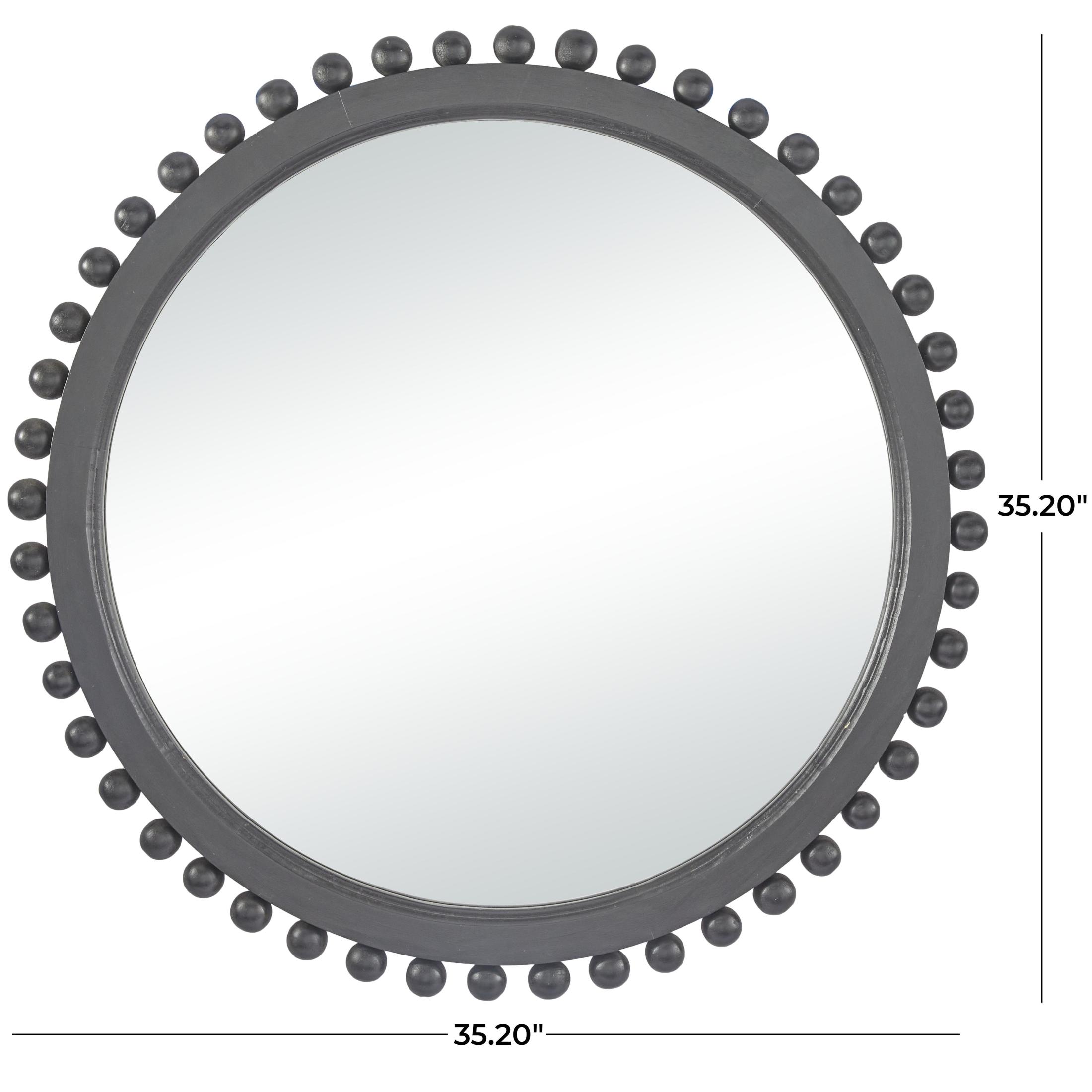 DecMode 35" x 35" Black Wall Mirror with Beaded Detailing
