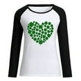 thumbnail image 4 of Ohufall Fall Clothes Fashion Women's Spring Patchwork St. Patrick's Day Printed Long Sleeves Round Neck Casual Tee Casual Loose Pullover Tops, 4 of 4