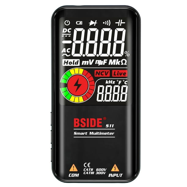 BSIDE S11 Multímetro inteligente de 9999 recuentos Pantalla LCD digital Medidor universal r Meterk Voltímetro