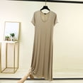 thumbnail image 2 of RQYYD Womens Long Maxi Nightgown Short Sleeve Soft Loose Fit Sleep Dress Lightweight Flowy Loungewear Casual Sleepwear for Women, 2 of 5
