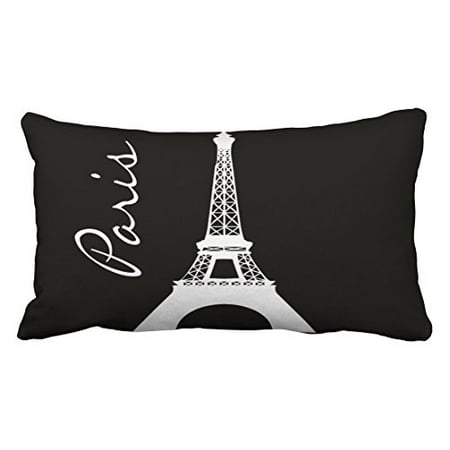 Le Sofa Paris WinHome Decorative Black and White Tower Paris Throw Pillow Covers Printed Cushion Cases for Sofa Bed Pillow Decorative Size 20x30 inches Two Side ()