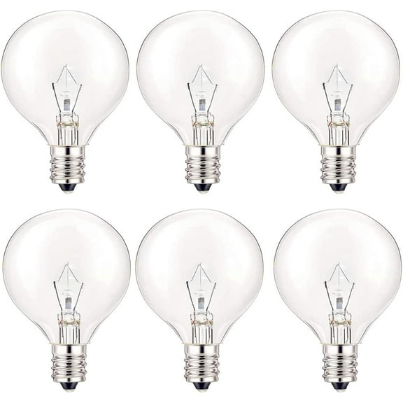 25 Watt Wax Warmer Bulbs, Light Bulbs for Full Size Scentsy Warmer, 6 Packs E12 Base Type G Bulb, Dimmable, Warm White, 120V G16 1/2 Bulbs for Candle Lamp