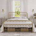 Yaheetech Queen Size Iron Bed Frame, Antique Gold, Bedroom Furniture with Headboard and ...