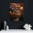 thumbnail image 4 of YIKUMA Japanese Anime Art Ancient Town Street View Cherry Blossoms Poster Poster Frame Hanger Scroll Posters Canvas Decorative Hanging Painting Wall Art Decor Room  12x16 in, 4 of 4