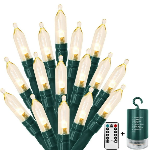 LOENDE Christmas Lights, Battery Operated String Lights 100 LED 33Ft Mini Lights for Christmas Tree Wreath Party Christmas Decor, Warm White