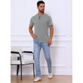 thumbnail image 2 of DARING DIVA Men's Casual Summer Short Sleeves Button Henley Basic Tee L Light Gray, 2 of 7