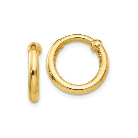 14k Yellow Gold Small Hoop Earrings for Women and Unisex Lightweight Polished Round Design Classic Minimalist Jewelry for Everyday Casual or Formal Wear