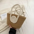 thumbnail image 4 of Women Cotton Large Tote Bag Beach Handbag Summer Woven Handmade Travel Purse - style3;, 4 of 6