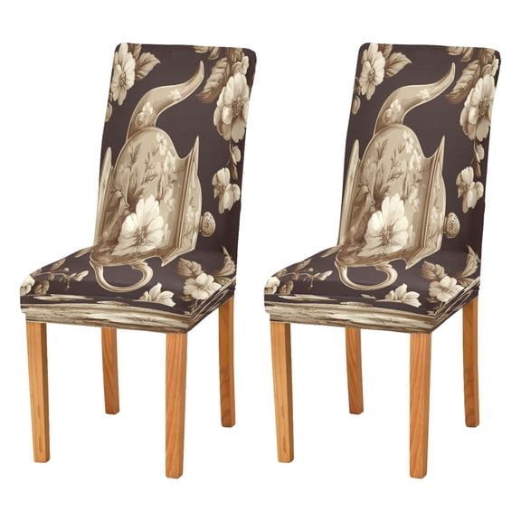 BZSMCE Chairs Slipcovers Dining Chair Covers Fea Pot Decorate with Forals Creative Pattern