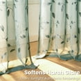 thumbnail image 4 of VOGOL Modern Botanical Sheer Curtains, Mist Green with Dark Green Leaves, Light Filtering Rod Pocket Panel for Serene Space, 52x63 Inches, 4 of 7