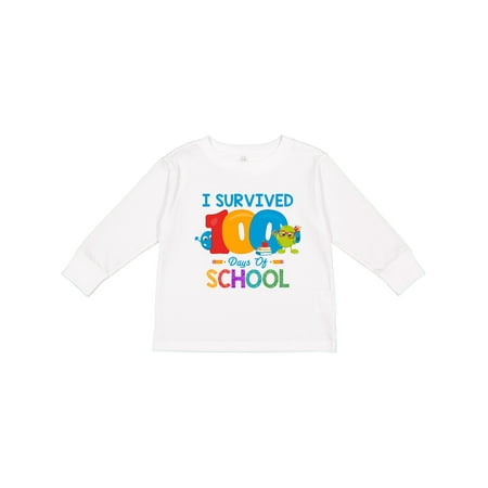 

Inktastic Survived 100 Days of School Boys or Girls Long Sleeve Toddler T-Shirt