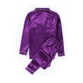 thumbnail image 5 of Woshilaocai Women Long Sleeve Silk Satin Sleepwear 2PCS Set, 5 of 6