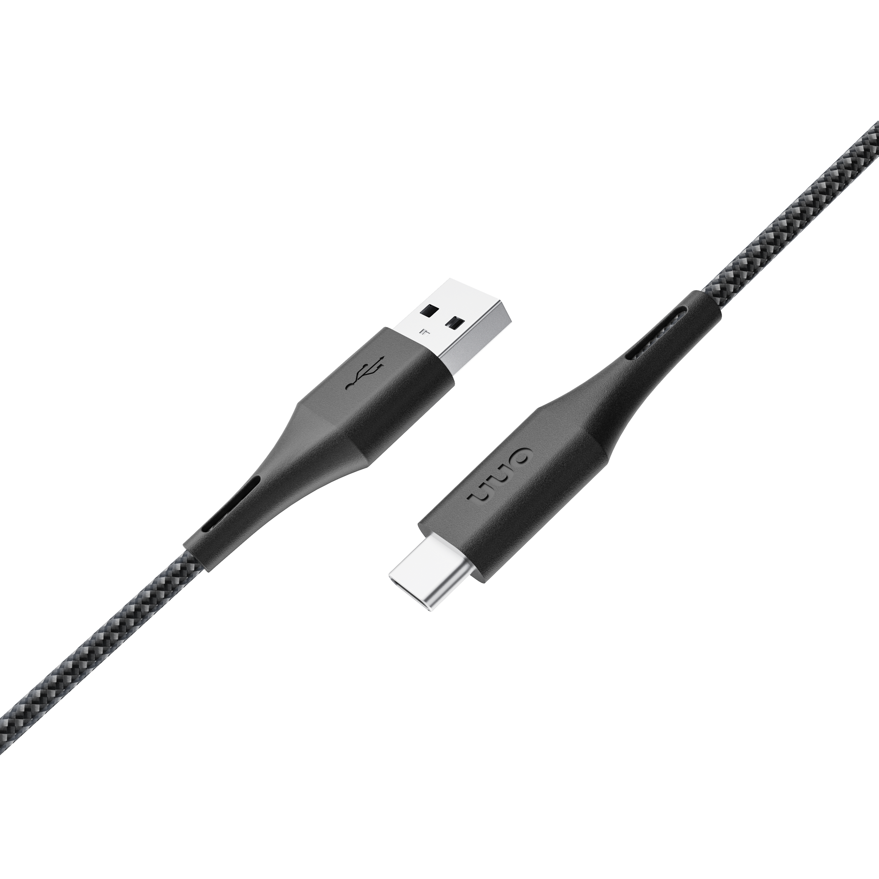 Cable de carga trenzado de tacto suave onn de 3 pies USB-A a USB-C, certificado USB IF, negro 3