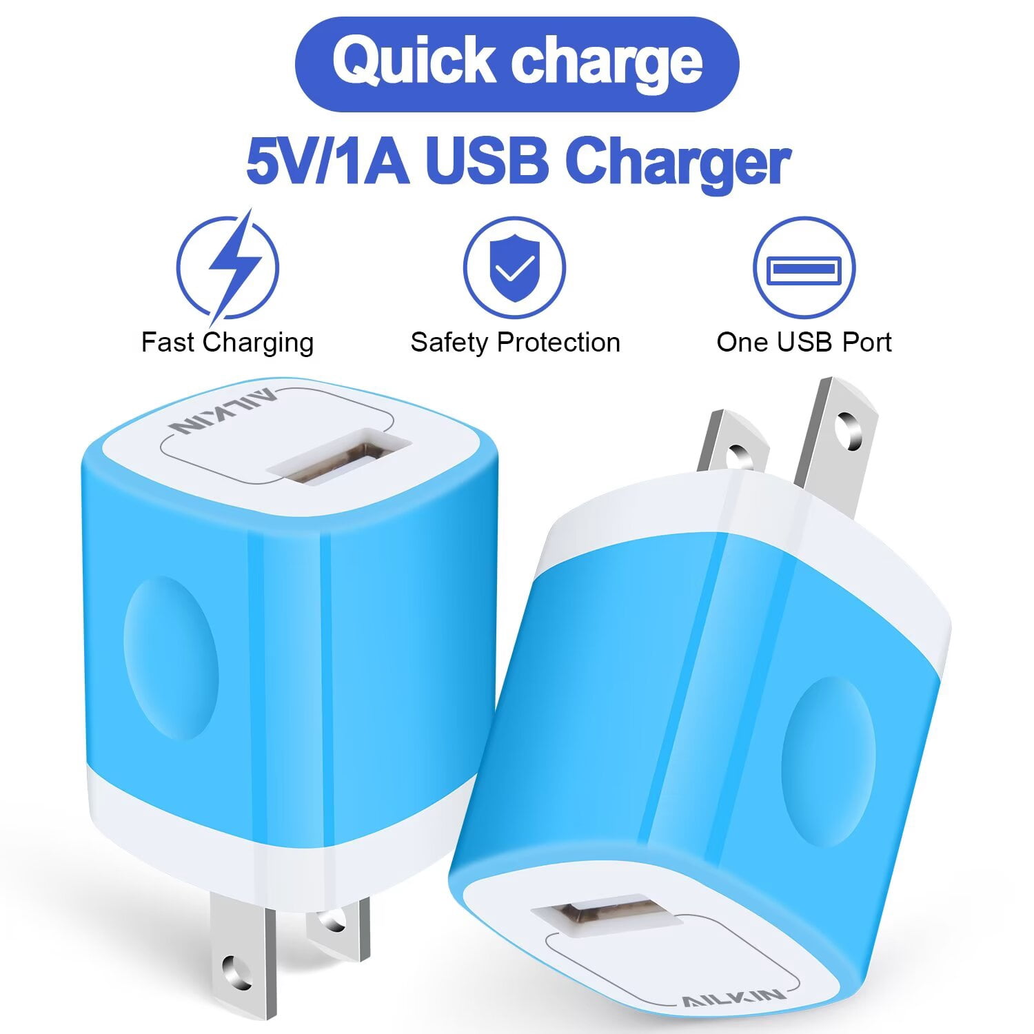 Compatible with iPhone Charger Fast Charging,3Pack AILKIN Charger Block with 6ft Cord Charging Block Plug Power USB Wall Charger Adapter Compatible with iPhone 14/13/12/11,Blue+Purple+Pink