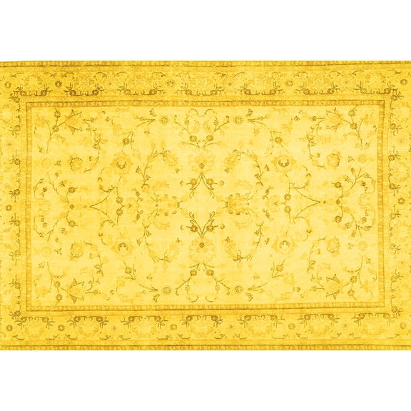 Ahgly Company Indoor Rectangle Abstract Yellow Contemporary Area Rugs, 5' x 7'