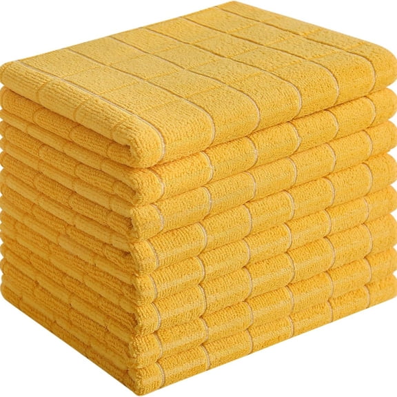 8 Packs Kitchen Dishcloths 11.8x11.8 Inches 100% Cotton Kitchen Dish Cloths for Washing Dishes Scrubbing Wash Cloths Dish Towels,Bright Yellow