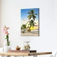 thumbnail image 4 of Beach Seaside Canvas Wall Art: Coastal Coconut Trees Painting Ocean Swing Hanging on Palm Tree Picture Seascape Sunset Artwork Decor for Living Room Bathroom 16" x 12", 4 of 6