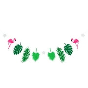 Angle View: Flamingo Party Banner Non-woven Fabric Garland Banner for Birthday Party Festival Decoration (Green)