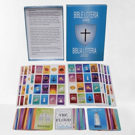 4Hearts Entertainment, LLC Bible Loteria Card Game, FIESTA Christian Bingo Family Game for 10 Players for Easter & Catholic Events