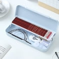 thumbnail image 2 of Pencil Box, 1 Pack Hard Pencil Case with Snap-Tight Lid, Stackable Plastic Crayon Box for Marker, Large Capacity Office Supply Storage Organizer(Blue), 2 of 7