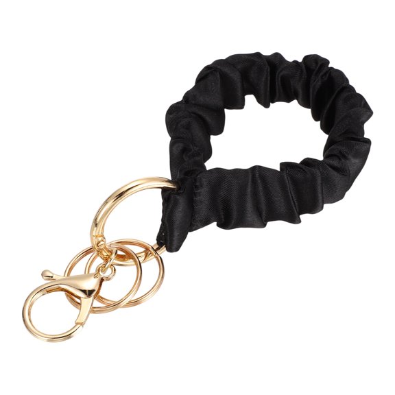 Uxcell Scrunchie Keychain Wristlet, Cute Key Wristlet for Women Elastic Wrist Keychain Bracelet for Car Keys(Black)