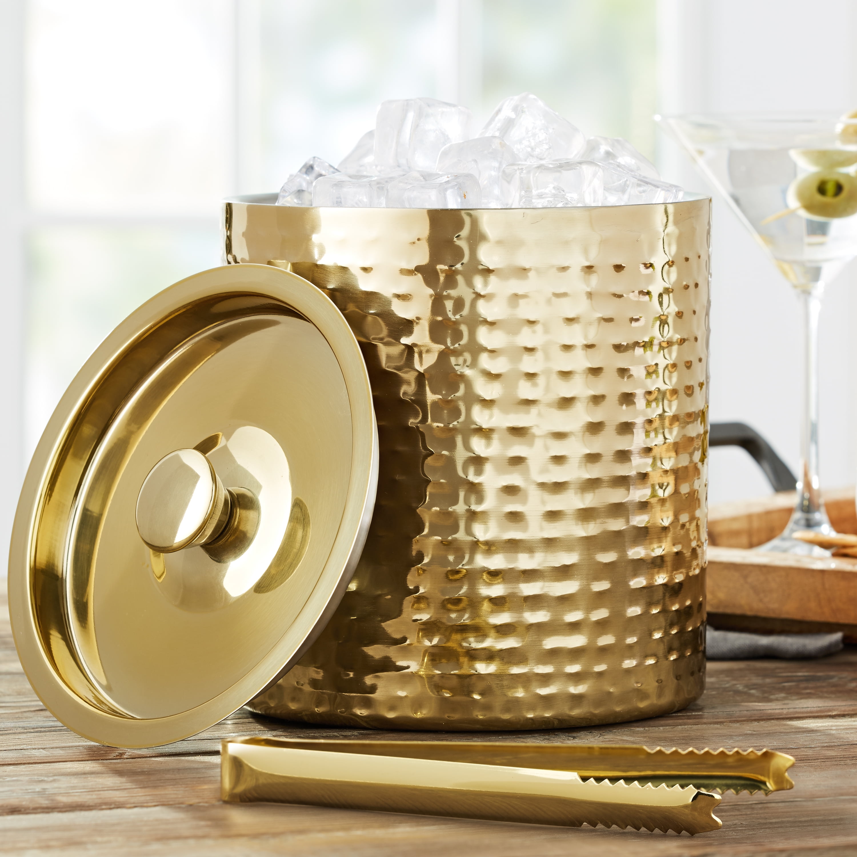 hammered metal ice bucket