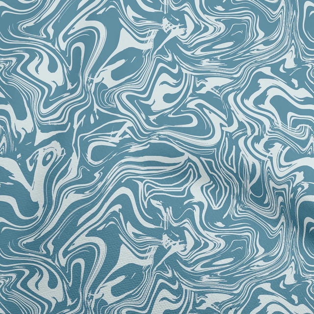 oneOone Polyester Spandex Teal Blue Fabric Abstract Marble Craft Projects Decor Fabric Printed By The Yard 56 Inch Wide
