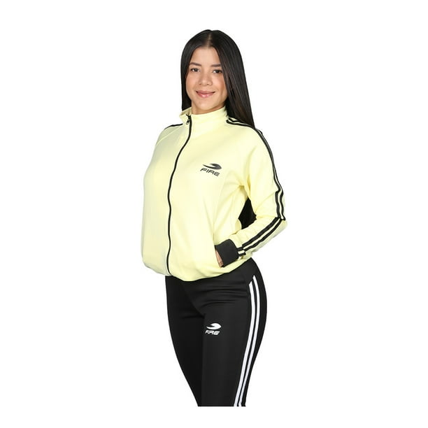 Conjunto Deportivo Pants Femenil Fire Sports Sudadera y Pantalon Amarillo-Negro M3 FIRE SPORTS Pants Deportivo/Slim/Amarillo-Negro