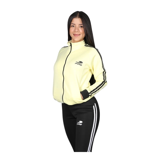 Conjunto Deportivo Pants Femenil Fire Sports Sudadera y Pantalon Amarillo-Negro M3 FIRE SPORTS Pants Deportivo/Slim/Amarillo-Negro