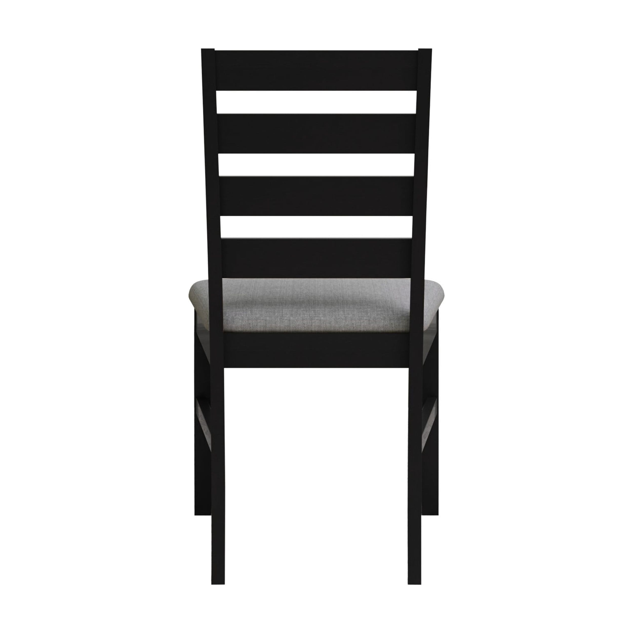 Home Design Ouray Dining Chair (Set of 4), Black - Wood Grain Embossed, Ladder Back with Upholstered Seat