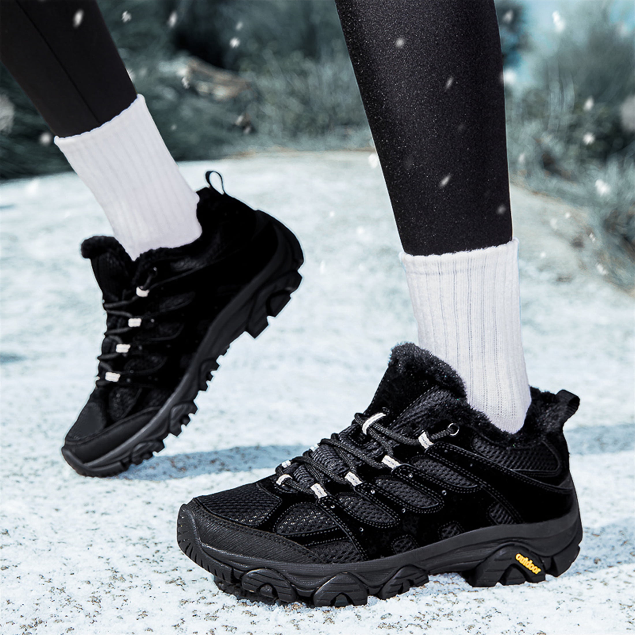 YOURDIARY Womens Mens Winter Hiking Shoes Comfortable Warm Walking Shoes