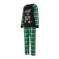 thumbnail image 4 of Pijamas navideños familiares a juego, camisetas de manga larga con estampado de elfos y letras + pantalones a cuadros. Pijama que brilla en la oscuridad., 4 of 9