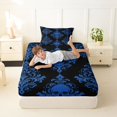 thumbnail image 4 of Homewish Boho Death Skull Twin Sheets,Vintage Damask Bedding,Blue,Halloween Bed Set,3-Piece,1 Fitted Sheet and 1 Pillowcase, 4 of 6