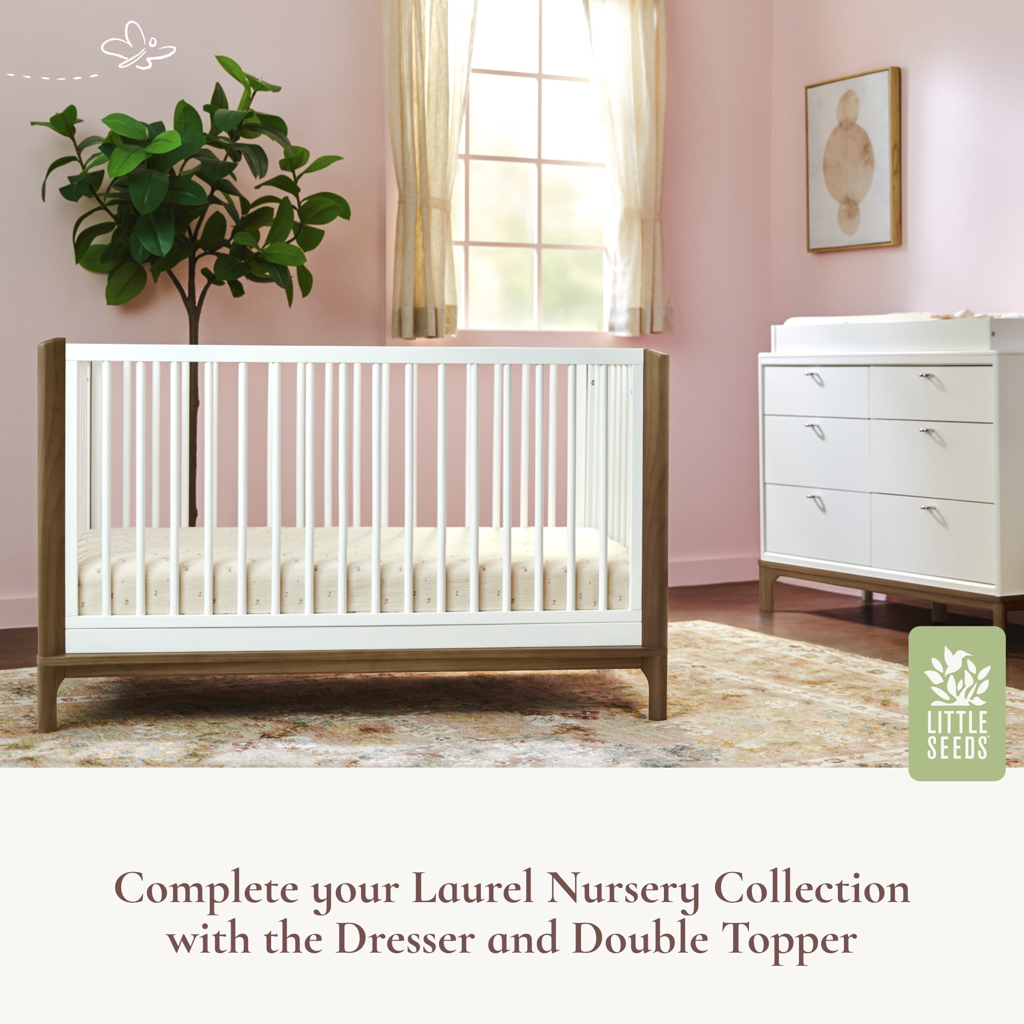 Little Seeds Laurel 4-in-1 Convertible Crib , Black/Acorn