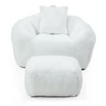 thumbnail image 3 of Giant Faux Fur Shell Bean Bag Chair with Footstool, Ergonomic High-Density Foam for Adults & Kids Gaming/Reading, Living Room & Bedroom Comfort, 3 of 7