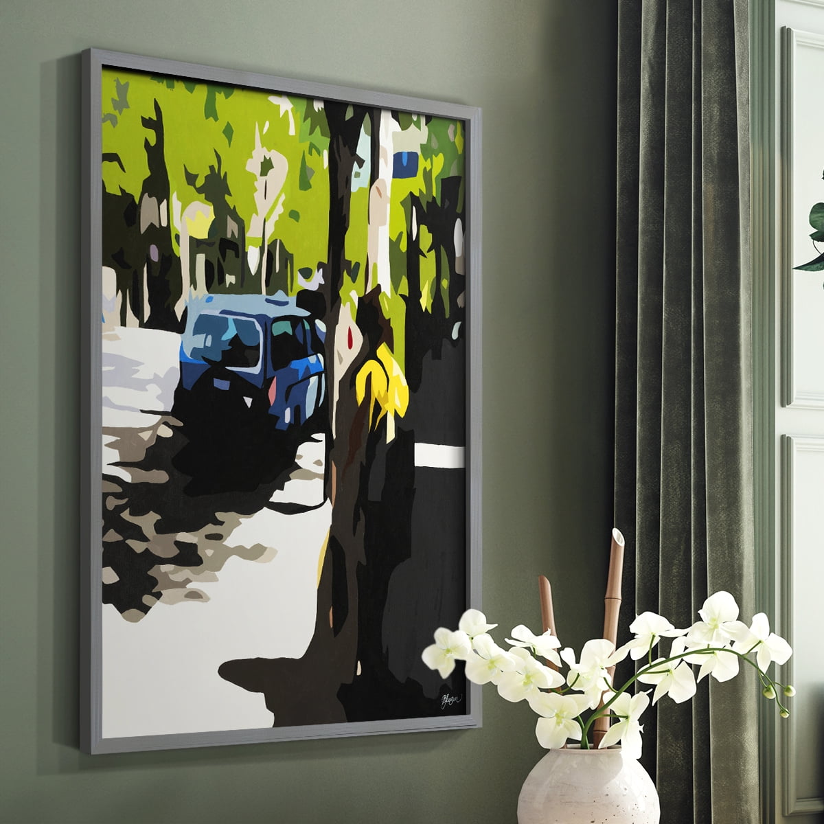 A Volvo in Ballard in Paper Solid Wood 22 x 28 Framed Print