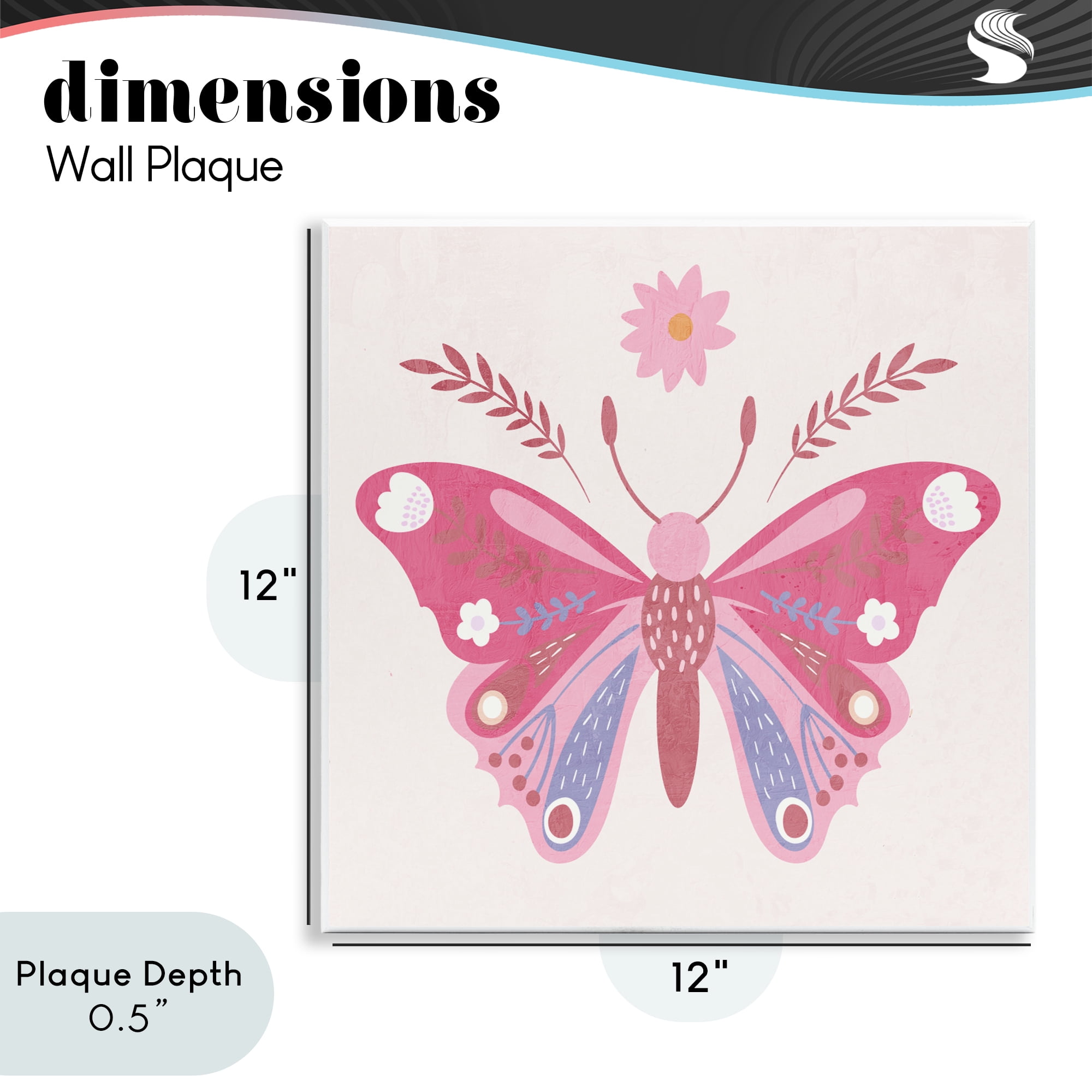 Stupell Industries Folk Butterfly in Pink Wall Plaque Art, design by Kim Allen