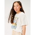 thumbnail image 2 of Roxy Girls Kids Youth T-Shirt 5-12 Sunrise To Sunset Oversized Boyfriend Fit Tee (6, Snow White (Off White)), 2 of 5