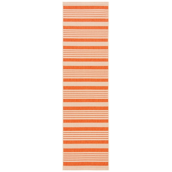 Safavieh Courtyard Caroline Striped Indoor/Outdoor Runner Rug, Terracotta/Beige, 2'3" x 20'