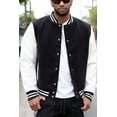 thumbnail image 4 of Victorious Men's Essential Melton Varsity Jacket Black/White JK5073 X-Large, 4 of 4