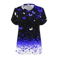 thumbnail image 5 of Oversized T-Shirts for Women Casual V-Neck Printing Short Sleeve T-shirt Summer Loose Breathable Blouses Plus Size Pullover Top Blue 4XL, 5 of 5